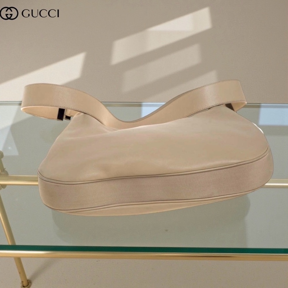 AUTHENTIC GUCCI CREAM LEATHER HOBO SILVER “G” HW. SHOULDER/CROSSBODY - Picture 6 of 11